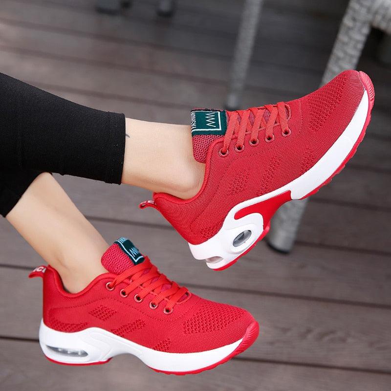 Athletic Sport Platform Sneakers Breathable Women Casual Fashion Height Increasing Shoes Air Cushion Soft Bottom Ultra Lightweight Running Workout Shoes Sports Design