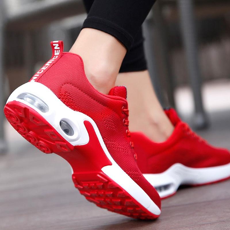 Athletic Sport Platform Sneakers Breathable Women Casual Fashion Height Increasing Shoes Air Cushion Soft Bottom Ultra Lightweight Running Workout Shoes Sports Design