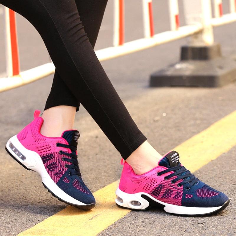 Athletic Sport Platform Sneakers Breathable Women Casual Fashion Height Increasing Shoes Air Cushion Soft Bottom Ultra Lightweight Running Workout Shoes Sports Design