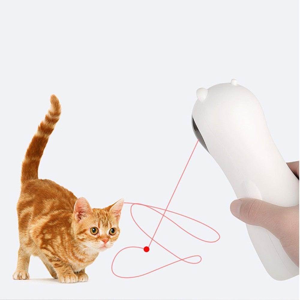 Automatic Cat Toys Teaser Interactive Smart Teasing Pet LED Laser Funny Handheld Mode Electronic Pet USB Charge Toys for Indoor Pet Auto On Off Silent Chase Laser Light Random Speed Pattern Active Cat Toys Hunting Exercise