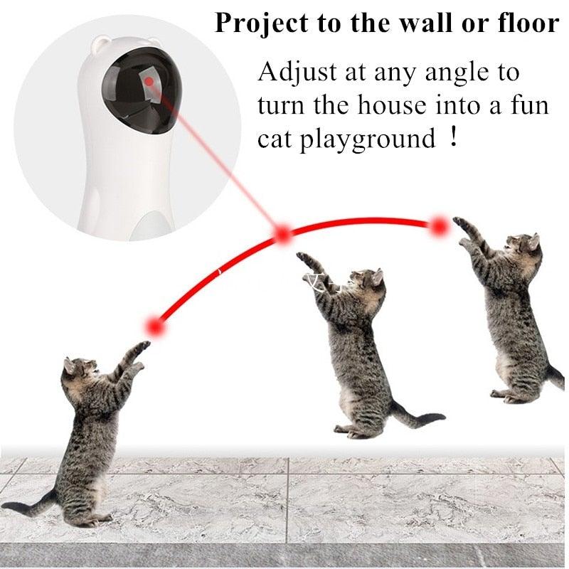 Automatic Cat Toys Teaser Interactive Smart Teasing Pet LED Laser Funny Handheld Mode Electronic Pet USB Charge Toys for Indoor Pet Auto On Off Silent Chase Laser Light Random Speed Pattern Active Cat Toys Hunting Exercise