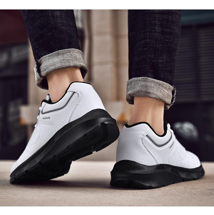 Autumn Mens Fashion White Sneakers Light Sport Shoes Black Leather Running Spring Winter Warm Soft Shoes Athletic Road Running Casual Lace Up Comfort Sports Fashion Sneakers