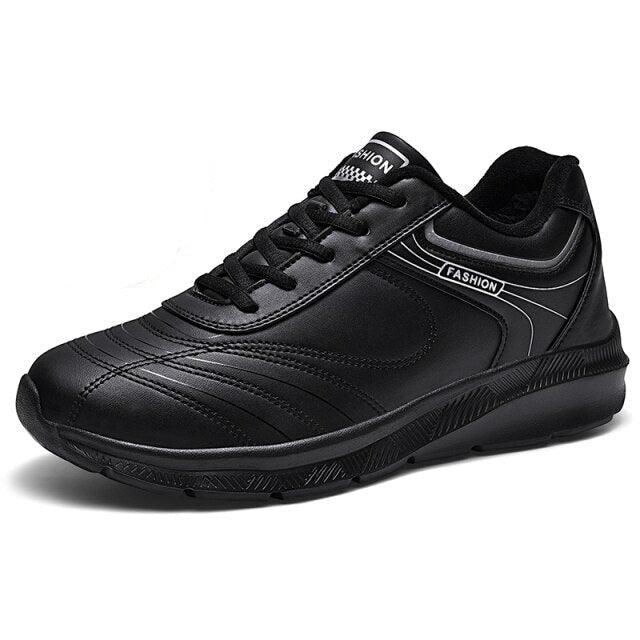 Autumn Mens Fashion White Sneakers Light Sport Shoes Black Leather Running Spring Winter Warm Soft Shoes Athletic Road Running Casual Lace Up Comfort Sports Fashion Sneakers