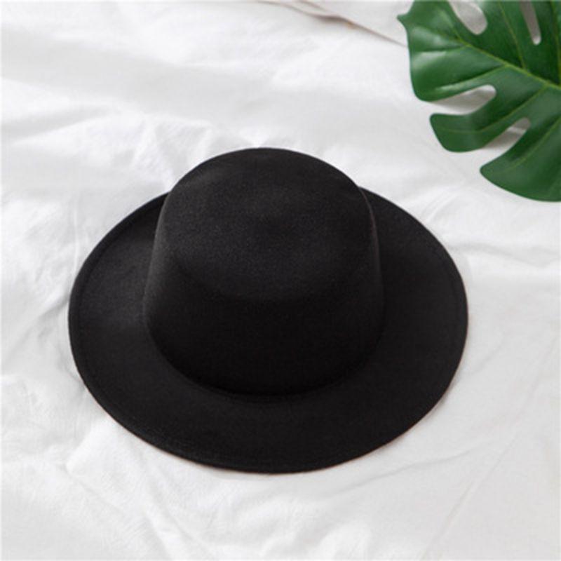 Autumn Winter Polyester Flat Top Hat For Women's Luxury Wide Fedora Hat Jazz Cap Classic Wide Hat Women Comfortable Elegant Hat For Summer Classic Design