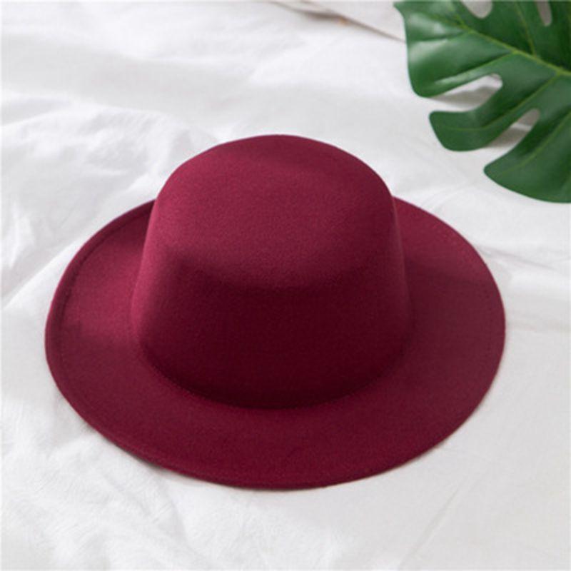 Autumn Winter Polyester Flat Top Hat For Women's Luxury Wide Fedora Hat Jazz Cap Classic Wide Hat Women Comfortable Elegant Hat For Summer Classic Design