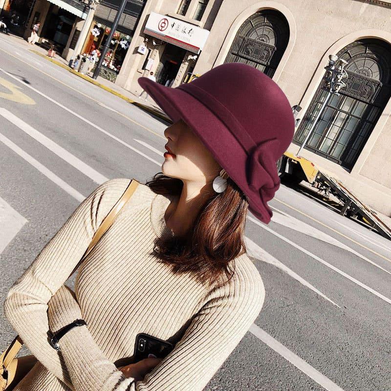 Autumn Winter Polyester Flat Top Hat For Women's Luxury Wide Fedora Hat Jazz Cap Classic Wide Hat Women Comfortable Elegant Hat For Summer Classic Design