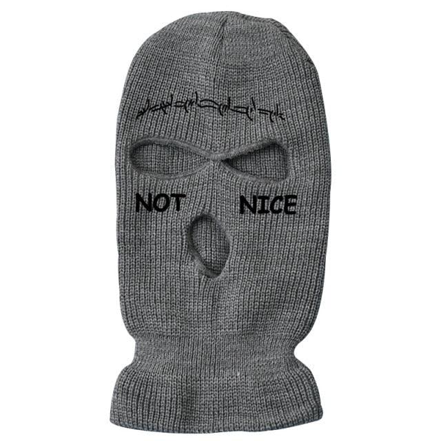 Autumn Winter Ski Mask 3-Hole Knit Hat Full Face Cover Balaclava Hats Funny Party Embroidery Beanies Caps Hole Knitted Full Face Cover Ski Neck Gaiter, Winter Balaclava Warm Knit Beanie for Outdoor Sports Outdoor Full Face Cover Thermal Ski Mask One Size