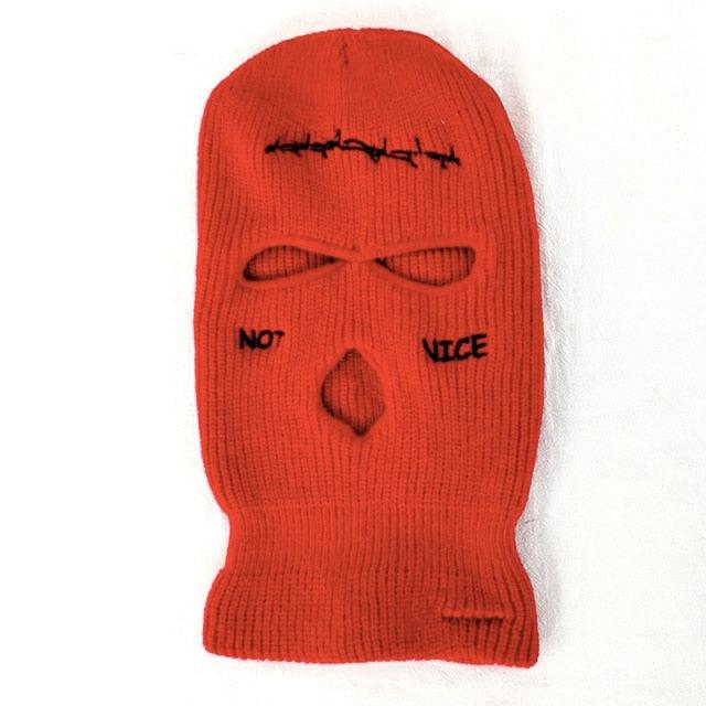 Autumn Winter Ski Mask 3-Hole Knit Hat Full Face Cover Balaclava Hats Funny Party Embroidery Beanies Caps Hole Knitted Full Face Cover Ski Neck Gaiter, Winter Balaclava Warm Knit Beanie for Outdoor Sports Outdoor Full Face Cover Thermal Ski Mask One Size