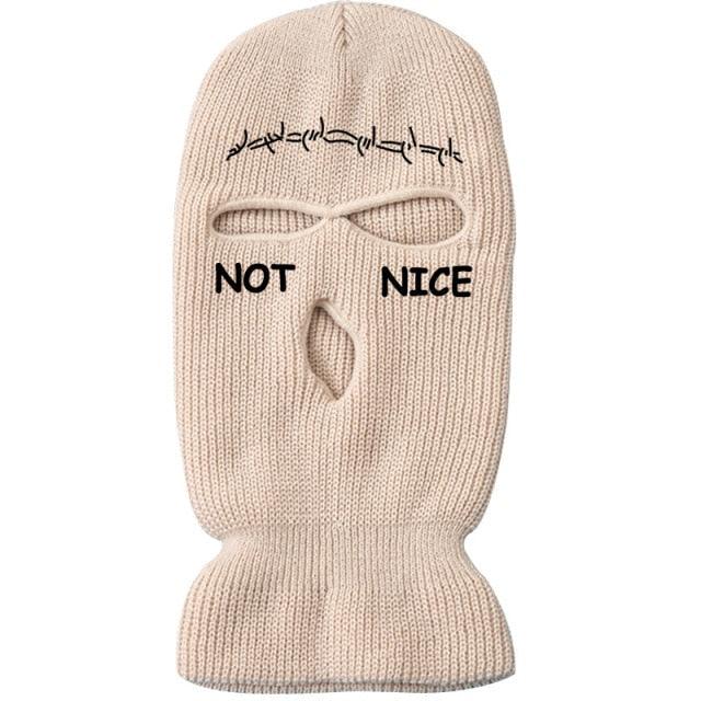 Autumn Winter Ski Mask 3-Hole Knit Hat Full Face Cover Balaclava Hats Funny Party Embroidery Beanies Caps Hole Knitted Full Face Cover Ski Neck Gaiter, Winter Balaclava Warm Knit Beanie for Outdoor Sports Outdoor Full Face Cover Thermal Ski Mask One Size