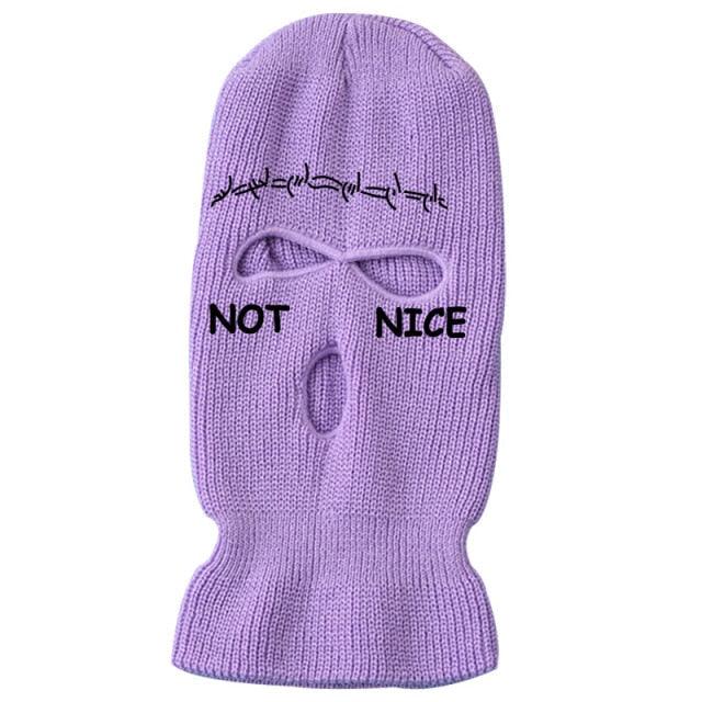 Autumn Winter Ski Mask 3-Hole Knit Hat Full Face Cover Balaclava Hats Funny Party Embroidery Beanies Caps Hole Knitted Full Face Cover Ski Neck Gaiter, Winter Balaclava Warm Knit Beanie for Outdoor Sports Outdoor Full Face Cover Thermal Ski Mask One Size