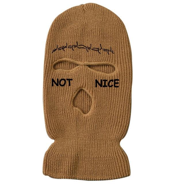 Autumn Winter Ski Mask 3-Hole Knit Hat Full Face Cover Balaclava Hats Funny Party Embroidery Beanies Caps Hole Knitted Full Face Cover Ski Neck Gaiter, Winter Balaclava Warm Knit Beanie for Outdoor Sports Outdoor Full Face Cover Thermal Ski Mask One Size