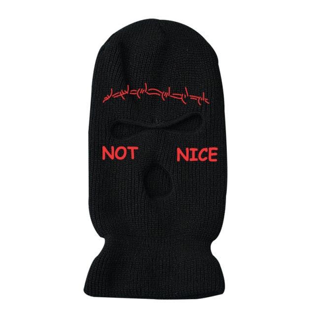 Autumn Winter Ski Mask 3-Hole Knit Hat Full Face Cover Balaclava Hats Funny Party Embroidery Beanies Caps Hole Knitted Full Face Cover Ski Neck Gaiter, Winter Balaclava Warm Knit Beanie for Outdoor Sports Outdoor Full Face Cover Thermal Ski Mask One Size