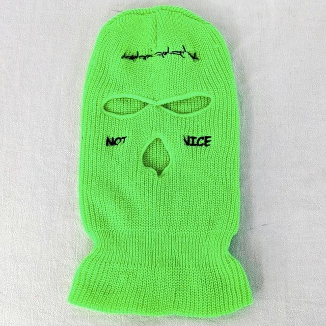 Autumn Winter Ski Mask 3-Hole Knit Hat Full Face Cover Balaclava Hats Funny Party Embroidery Beanies Caps Hole Knitted Full Face Cover Ski Neck Gaiter, Winter Balaclava Warm Knit Beanie for Outdoor Sports Outdoor Full Face Cover Thermal Ski Mask One Size