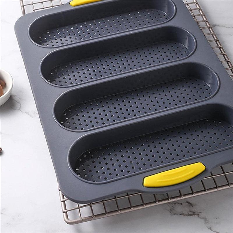 Baking Mold Food Grade 4 Grids Baguettes Silicone Mould Tray Anti-scalding Non-stick Bread Cake Molds Kitchen Tool Accessories Mold For Bread Baking  Loaves Bake Mold Loaf Muffin Pan Kitchen Baking Tools