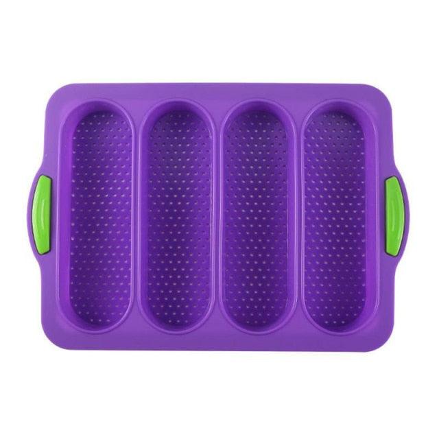 Baking Mold Food Grade 4 Grids Baguettes Silicone Mould Tray Anti-scalding Non-stick Bread Cake Molds Kitchen Tool Accessories Mold For Bread Baking  Loaves Bake Mold Loaf Muffin Pan Kitchen Baking Tools