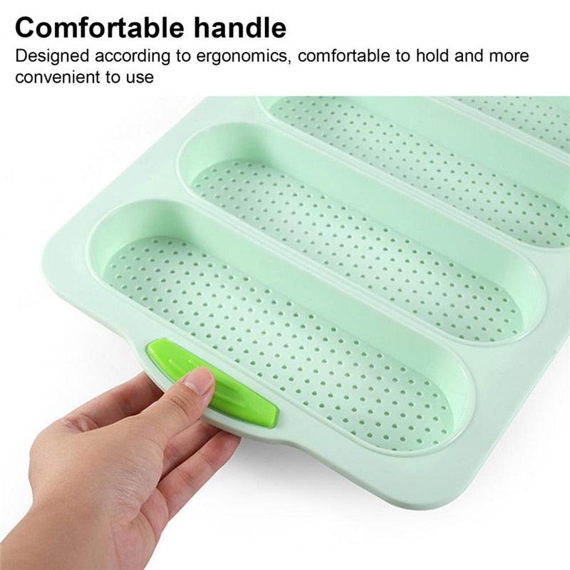 Baking Mold Food Grade 4 Grids Baguettes Silicone Mould Tray Anti-scalding Non-stick Bread Cake Molds Kitchen Tool Accessories Mold For Bread Baking  Loaves Bake Mold Loaf Muffin Pan Kitchen Baking Tools