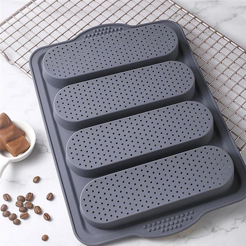 Baking Mold Food Grade 4 Grids Baguettes Silicone Mould Tray Anti-scalding Non-stick Bread Cake Molds Kitchen Tool Accessories Mold For Bread Baking  Loaves Bake Mold Loaf Muffin Pan Kitchen Baking Tools