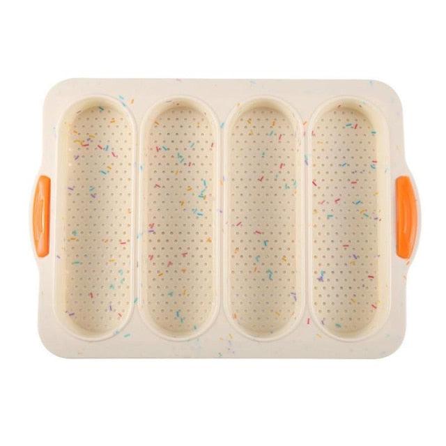 Baking Mold Food Grade 4 Grids Baguettes Silicone Mould Tray Anti-scalding Non-stick Bread Cake Molds Kitchen Tool Accessories Mold For Bread Baking  Loaves Bake Mold Loaf Muffin Pan Kitchen Baking Tools