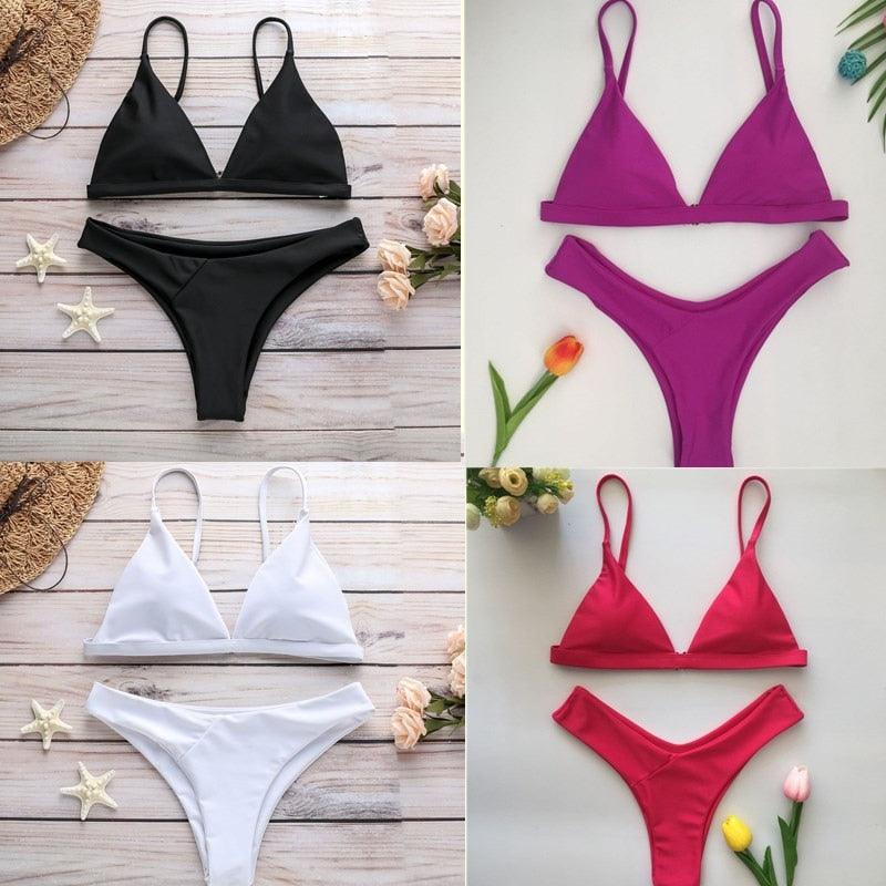 Bandage Bikini Swimwear Women's Bikini Swimsuit Ribbed Tie Side Bathing Suit Scrunch Butt String Thong Bikini Set