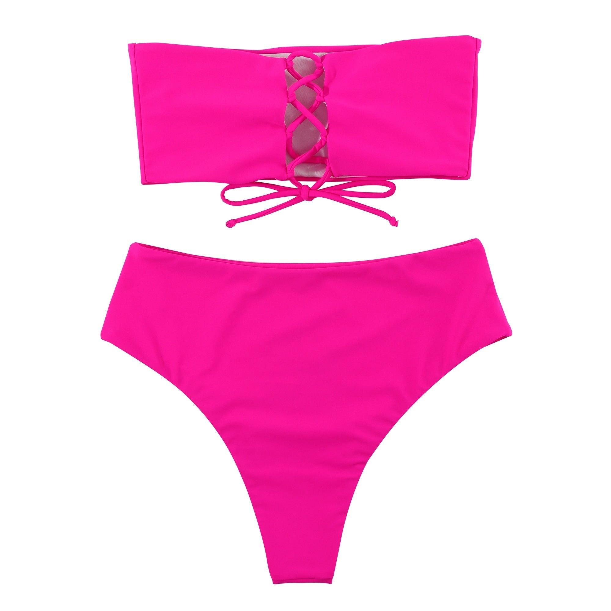 Bandage Bikini Swimwear Women Swimsuit High Waist Bikini Set Bathing Suit Push Up Women's Spaghetti Strap Bandeau Lace Up High Waist 2PCS Bikini Set