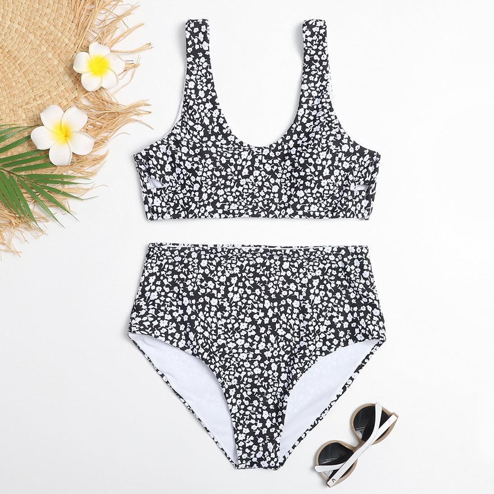 Bandage Bikinis Swimwear Women's High Waist Bikini Swimsuits Twist Push Up Two Piece Bathing Suits Tummy Control Swimwear Women Swimsuits Bikini Set Adjustable Swim Bathing Suit Two Pieces Floral Beachwear