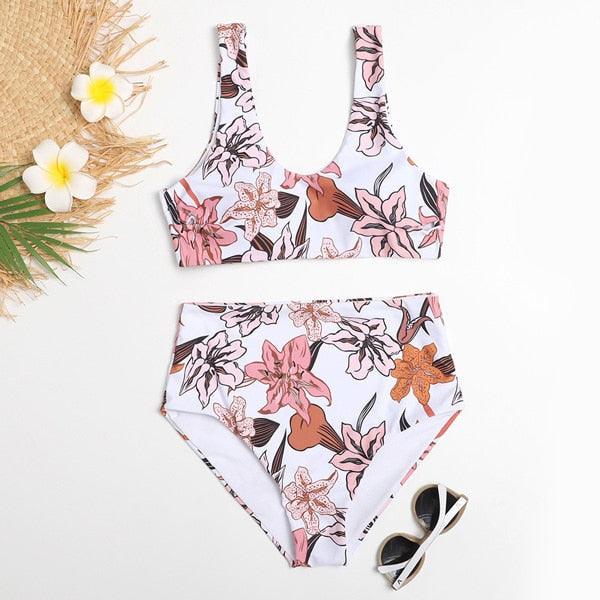 Bandage Bikinis Swimwear Women's High Waist Bikini Swimsuits Twist Push Up Two Piece Bathing Suits Tummy Control Swimwear Women Swimsuits Bikini Set Adjustable Swim Bathing Suit Two Pieces Floral Beachwear