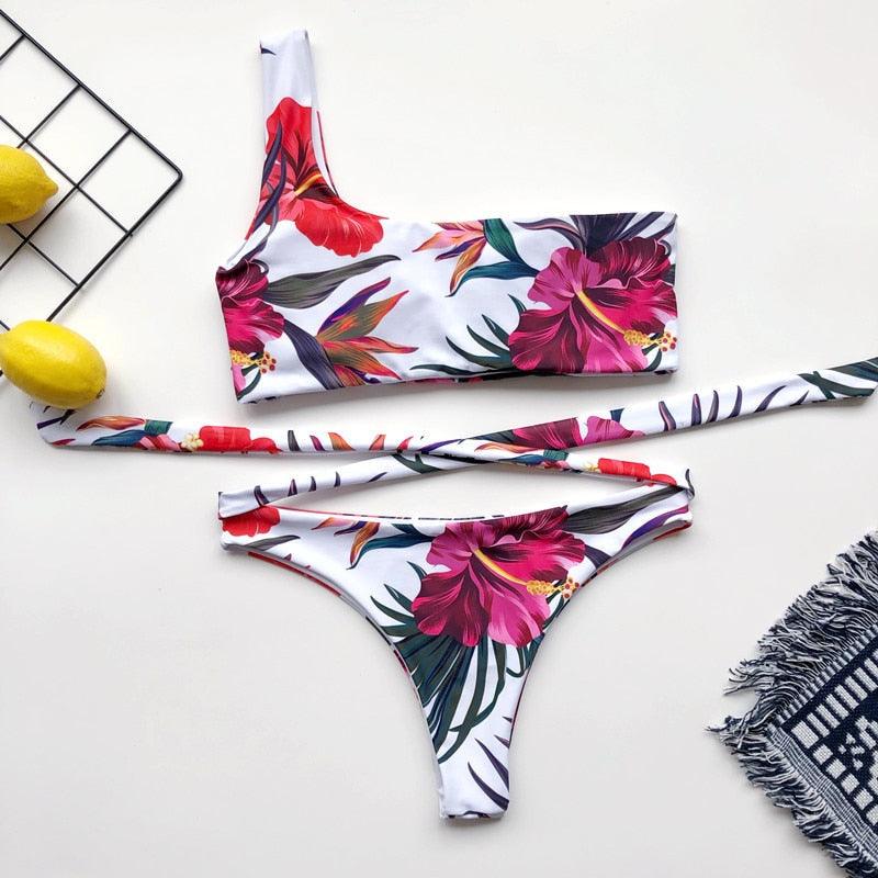 Bandage Bikinis Swimwear Women's High Waist Bikini Swimsuits Twist Push Up Two Piece Bathing Suits Tummy Control Swimwear Women Swimsuits Bikini Set Adjustable Swim Bathing Suit Two Pieces Floral Beachwear