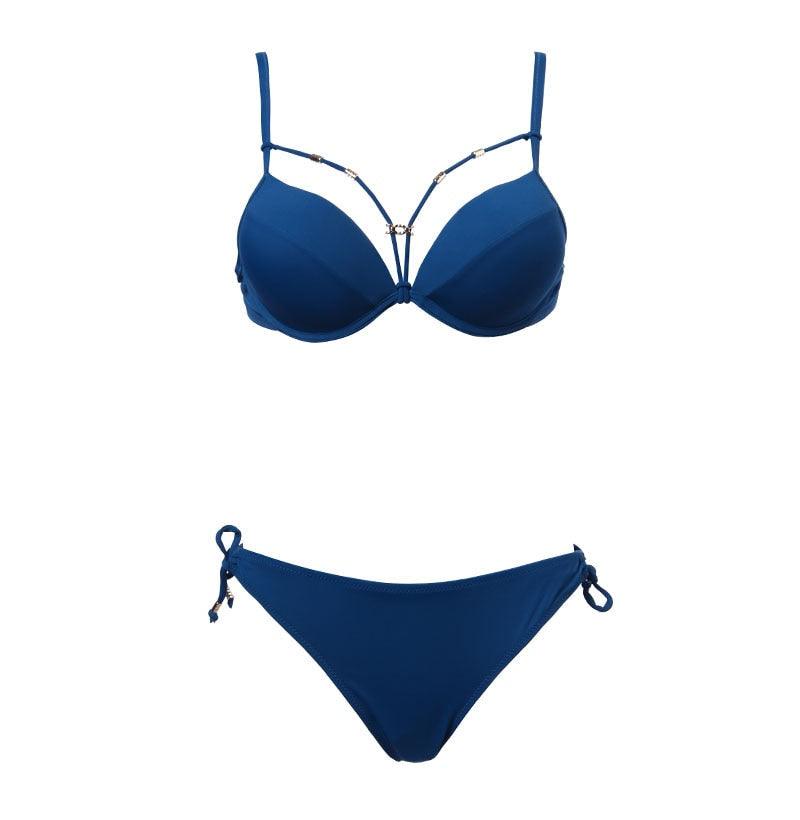 Bandage Push Up Bikini Set Solid Swimwear Women Bikini Sets Push Up Halter Swimsuits 2 Piece Underwired Bathing Suits for Ladies Summer Two Piece Swimsuit Beach Bathing Suit - ALLURELATION - 2 Piece Bikini, 519, Bathing Suit, Beach Bathing Suit, beach wear, Beachwear, Bikini, bikini for girls, Bikinis, classic bikini, comfortable bikini, new design bikini, Push Up Bikini Set, Solid Swimwear, swimsuit, swimwear, Two Piece Swimsuit, Underwired Bathing Suits, Women Bikini Sets - Stevvex.com