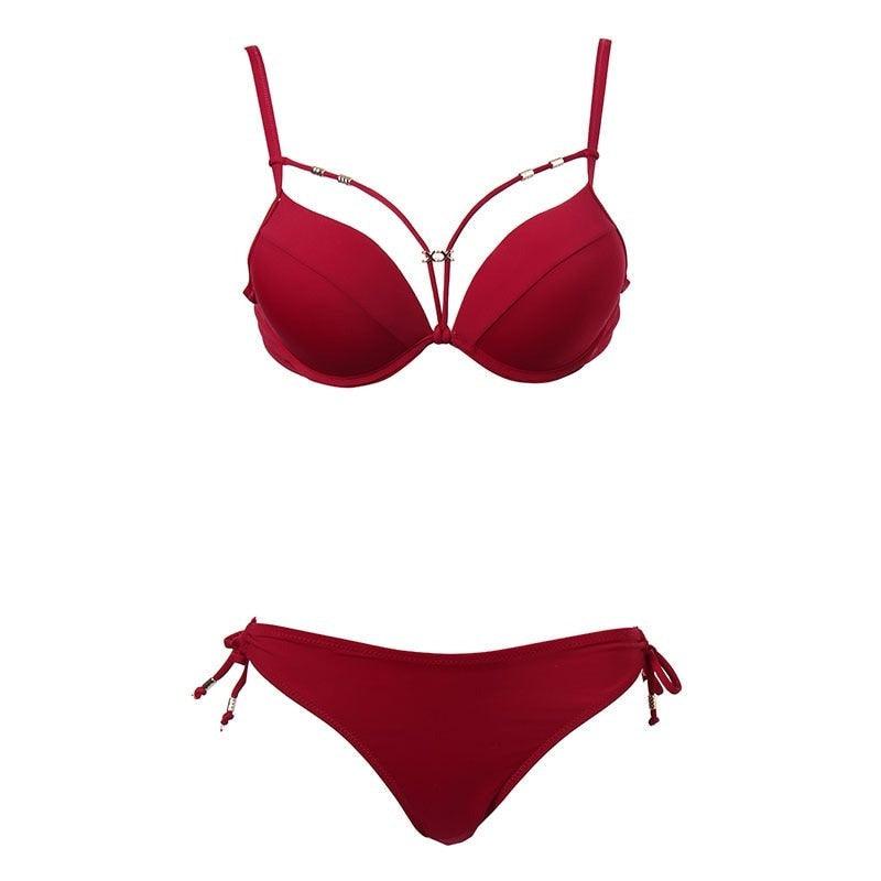 Bandage Push Up Bikini Set Solid Swimwear Women Bikini Sets Push Up Halter Swimsuits 2 Piece Underwired Bathing Suits for Ladies Summer Two Piece Swimsuit Beach Bathing Suit - ALLURELATION - 2 Piece Bikini, 519, Bathing Suit, Beach Bathing Suit, beach wear, Beachwear, Bikini, bikini for girls, Bikinis, classic bikini, comfortable bikini, new design bikini, Push Up Bikini Set, Solid Swimwear, swimsuit, swimwear, Two Piece Swimsuit, Underwired Bathing Suits, Women Bikini Sets - Stevvex.com