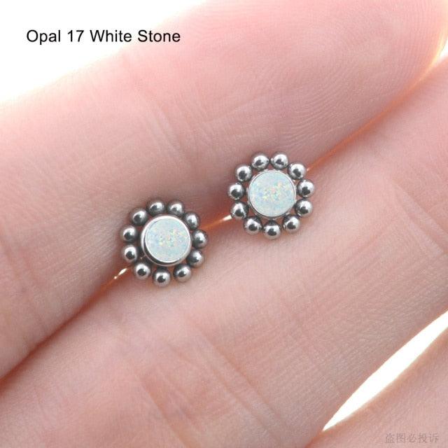 Bar Sun Flower Helix Piercing Tragus Cartilage Earrings Conch Labret Lip Ring Nose Stud Ear Jewelry Stainless Steel Jewelry Surgical Steel Stud Tragus Earring Nose Helix Studs Earrings Stainless Steel Piercings Jewelry Surgical Steel Helix Jewelry