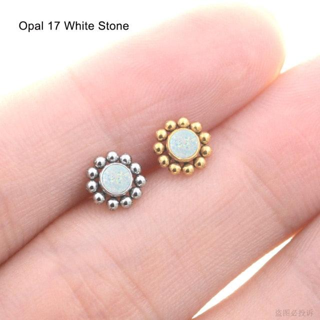 Bar Sun Flower Helix Piercing Tragus Cartilage Earrings Conch Labret Lip Ring Nose Stud Ear Jewelry Stainless Steel Jewelry Surgical Steel Stud Tragus Earring Nose Helix Studs Earrings Stainless Steel Piercings Jewelry Surgical Steel Helix Jewelry