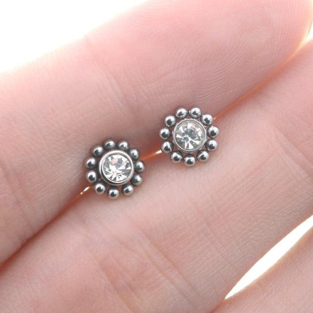 Bar Sun Flower Helix Piercing Tragus Cartilage Earrings Conch Labret Lip Ring Nose Stud Ear Jewelry Stainless Steel Jewelry Surgical Steel Stud Tragus Earring Nose Helix Studs Earrings Stainless Steel Piercings Jewelry Surgical Steel Helix Jewelry