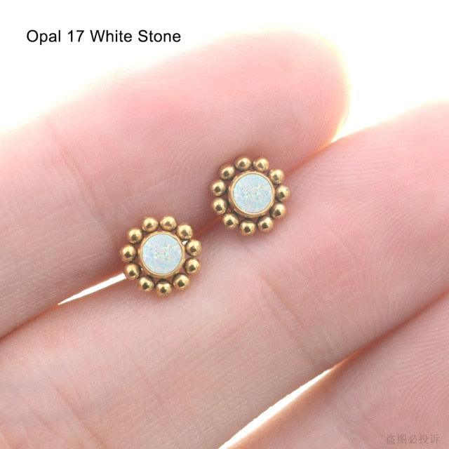 Bar Sun Flower Helix Piercing Tragus Cartilage Earrings Conch Labret Lip Ring Nose Stud Ear Jewelry Stainless Steel Jewelry Surgical Steel Stud Tragus Earring Nose Helix Studs Earrings Stainless Steel Piercings Jewelry Surgical Steel Helix Jewelry