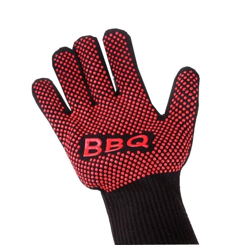 BBQ Gloves High Temperature Resistance Oven Mitts 500 800 Degrees Fireproof Barbecue Heat Insulation Microwave Oven Gloves Silicone Non-Slip Kitchen Cooking Gloves for Barbecue Cooking