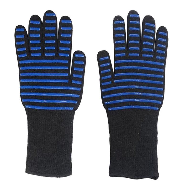 BBQ Gloves High Temperature Resistance Oven Mitts 500 800 Degrees Fireproof Barbecue Heat Insulation Microwave Oven Gloves Silicone Non-Slip Kitchen Cooking Gloves for Barbecue Cooking