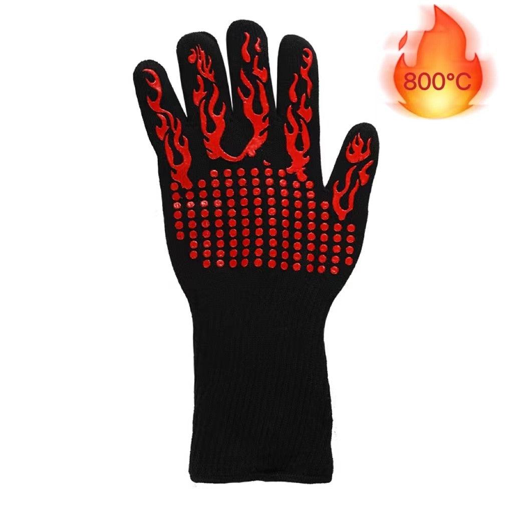 BBQ Gloves Silicone Heat-Resistant Glove Kitchen Microwave Oven Mitts 500 800 Degree Fireproof And Non-Slip Barbecue Gloves  Kitchen Gloves Long Wrist Protect Non-Slip Silicone for Barbecue Cooking