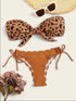 Beach Bikini Woman Lace Up Tie Strapless Leopard Swimsuit  Women's Halter Bikini V Cut Bottom Lace Up Two Piece Swimsuits Female Push Up Ruffled Bow Bathing Suit Thong Swimwear