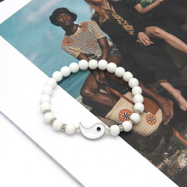 Beaded Couple Bracelets For Women Men Best Friends Paired Charms Beads Bracelet Fashion Black Matte Beads Bracelet For His Her Distant Relationship Bracelet Matching For Couples Valentines Gift