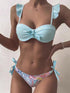 Beautiful Floral Push Up Women Bikini Push Up Bathing Suits Tie Knot Cute Ruffle Two Piece Swimsuits Swimsuit Female Swimwear Bra Cup Bikini Set High Cut Bathing Suit For Summer