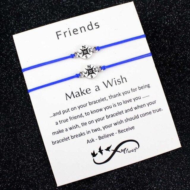 Beautiful Mother Daughters Friends Thanksgiving Gift Make a Wish Dream Promise Bracelets Back To School Friendship Couple Distance Matching Graduation Compass Bracelets