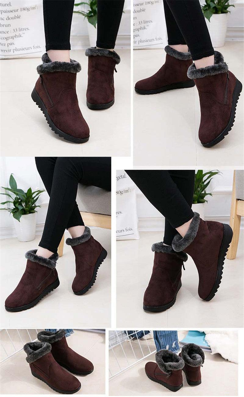 Beautiful Red Womens Ankle Boots New Fashion Waterproof Platform Winter Warm Snow Boots Outdoor Warm Mid-Calf Boot Non-Slip Water Resistant Winter Cold Weather Elegant Shoes - STEVVEX Shoes - 106, Business Shoes, Comfortable Shoes, Elegant Sport Shoes, Fur Shoes, Non Slip Shoes, Shoes, Shoes For Winter, Snow Boots, Snow Shoes, Street Sports Shoes, Walking Shoes, Waterproof Shoes, Winter Boots, Women Boots, Women's Snow Boots, Womens Shoes, Womens Sport Shoes - Stevvex.com