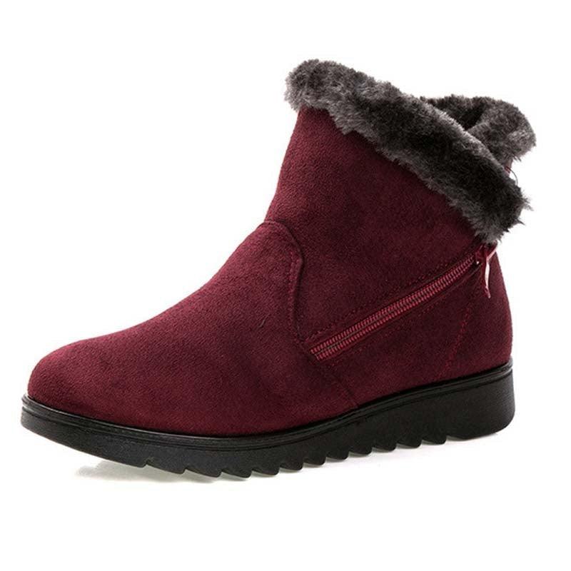 Beautiful Red Womens Ankle Boots New Fashion Waterproof Platform Winter Warm Snow Boots Outdoor Warm Mid-Calf Boot Non-Slip Water Resistant Winter Cold Weather Elegant Shoes - STEVVEX Shoes - 106, Business Shoes, Comfortable Shoes, Elegant Sport Shoes, Fur Shoes, Non Slip Shoes, Shoes, Shoes For Winter, Snow Boots, Snow Shoes, Street Sports Shoes, Walking Shoes, Waterproof Shoes, Winter Boots, Women Boots, Women's Snow Boots, Womens Shoes, Womens Sport Shoes - Stevvex.com