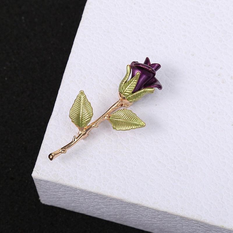 Beautiful Rose Flower Brooches Women Luxury Red Rose Flower Elegant Crystal Rhinestone Brooch Pin Charming Gift For Women Lady Elegant Flower Pin Summer Design Party Valentine Day Gift