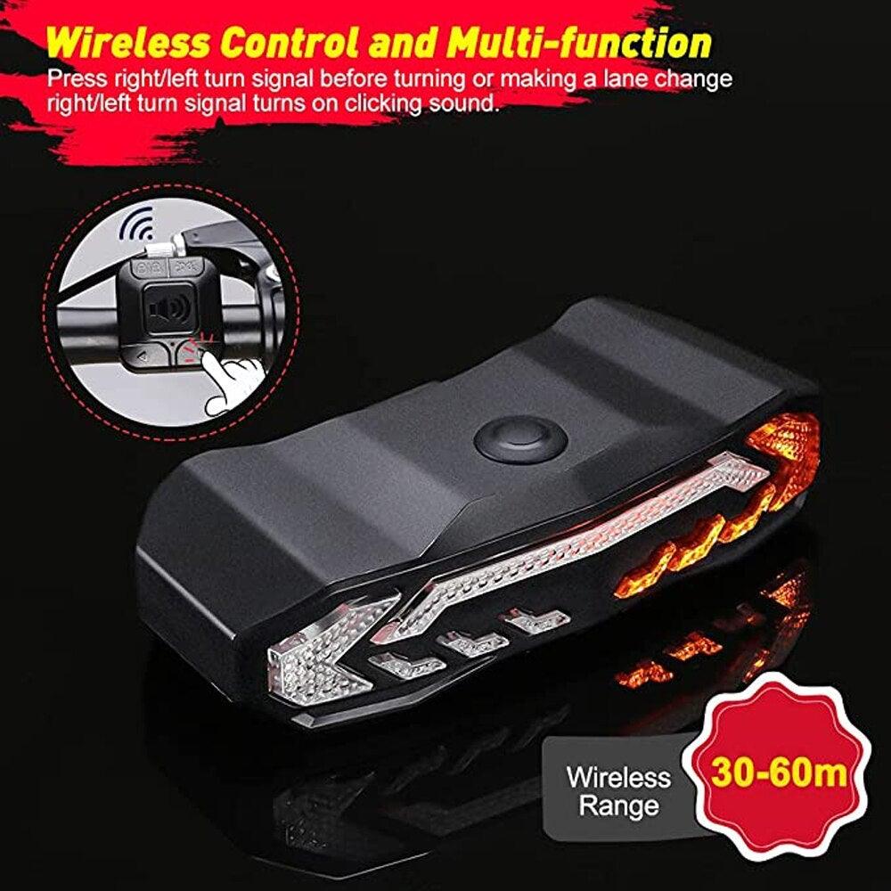 Bicycle Alarm Taillight Anti Theft USB Rechargeable Bicycle Rear Tail Light Turn Signal Warning Cycling Light Bike Alarm With Remote Rechargeable Rear Bike Light Waterproof Auto ON/Off Bicycle Lights Bike Turn Signals Brake Light