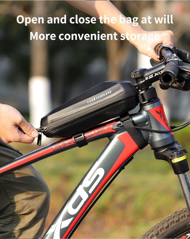 Bicycle Bag Phone Bag Waterproof Front Frame Cycling Bag Sensitive Touch Screen Road Bike Bag Bicycle Phone Bag Bike Phone Holder EVA Waterproof Handlebar Bag With Sensitive Bike Phone Front Frame Bag Bicycle Bag Phone Mount Top Tube Bag Bike 6.0-7.4 Inch