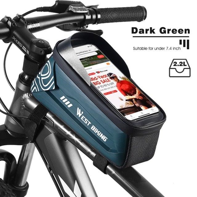 Bicycle Bag Phone Bag Waterproof Front Frame Cycling Bag Sensitive Touch Screen Road Bike Bag Bicycle Phone Bag Bike Phone Holder EVA Waterproof Handlebar Bag With Sensitive Bike Phone Front Frame Bag Bicycle Bag Phone Mount Top Tube Bag Bike 6.0-7.4 Inch