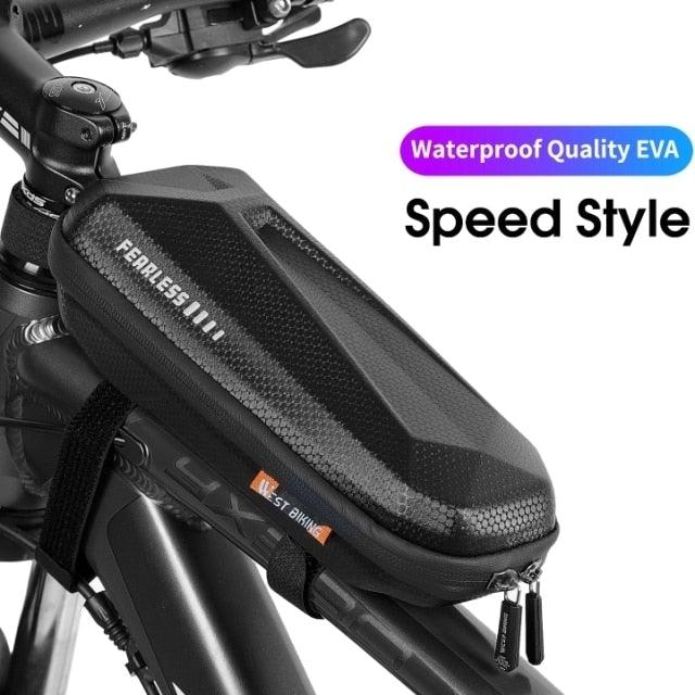 Bicycle Bag Phone Bag Waterproof Front Frame Cycling Bag Sensitive Touch Screen Road Bike Bag Bicycle Phone Bag Bike Phone Holder EVA Waterproof Handlebar Bag With Sensitive Bike Phone Front Frame Bag Bicycle Bag Phone Mount Top Tube Bag Bike 6.0-7.4 Inch