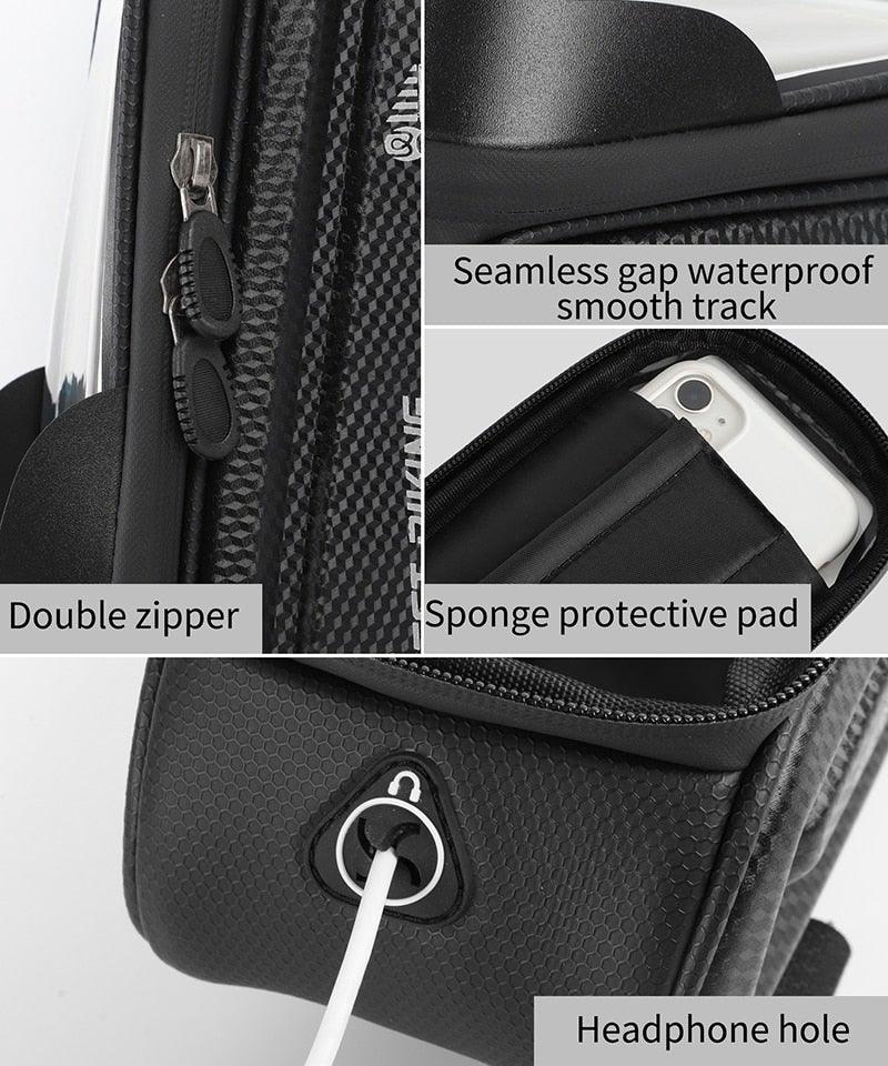 Bicycle Bag Phone Bag Waterproof Front Frame Cycling Bag Sensitive Touch Screen Road Bike Bag Bicycle Phone Bag Bike Phone Holder EVA Waterproof Handlebar Bag With Sensitive Bike Phone Front Frame Bag Bicycle Bag Phone Mount Top Tube Bag Bike 6.0-7.4 Inch