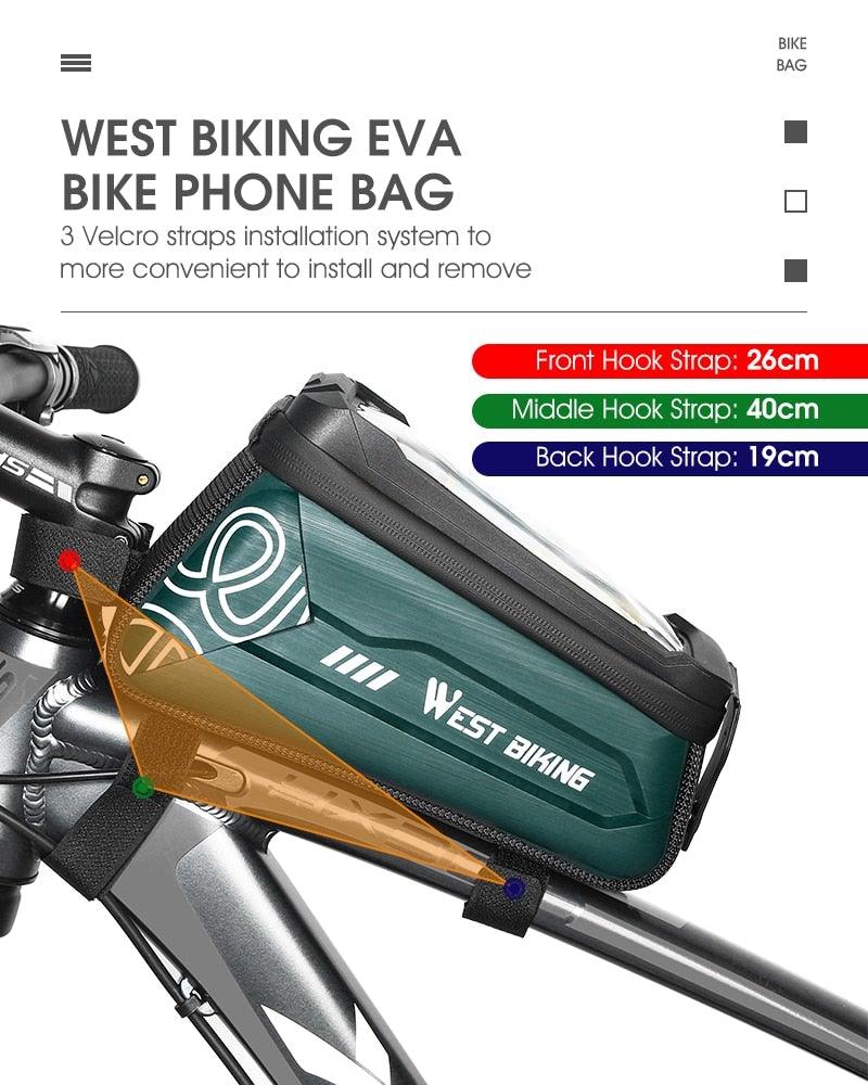 Bicycle Bag Phone Bag Waterproof Front Frame Cycling Bag Sensitive Touch Screen Road Bike Bag Bicycle Phone Bag Bike Phone Holder EVA Waterproof Handlebar Bag With Sensitive Bike Phone Front Frame Bag Bicycle Bag Phone Mount Top Tube Bag Bike 6.0-7.4 Inch