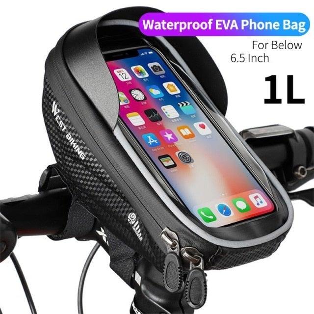 Bicycle Bag Phone Bag Waterproof Front Frame Cycling Bag Sensitive Touch Screen Road Bike Bag Bicycle Phone Bag Bike Phone Holder EVA Waterproof Handlebar Bag With Sensitive Bike Phone Front Frame Bag Bicycle Bag Phone Mount Top Tube Bag Bike 6.0-7.4 Inch